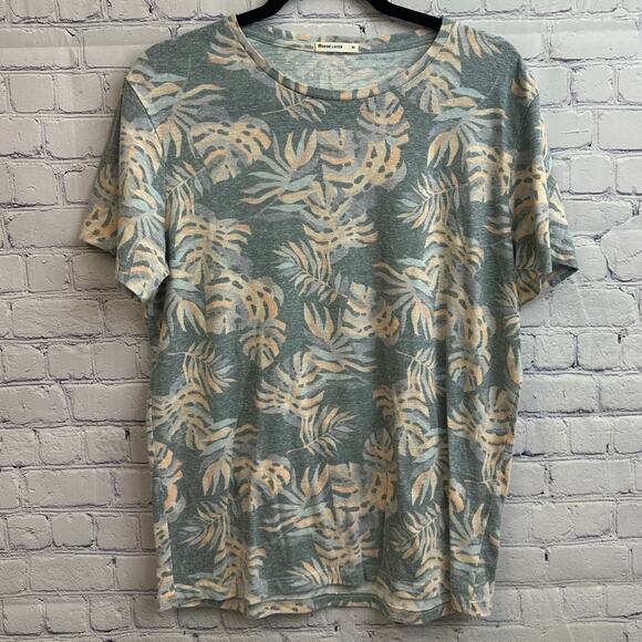 Marine Layer Tops - Marine Layer Muted Tropical Leaves Multicolor T Shirt Women's Medium Vacation
